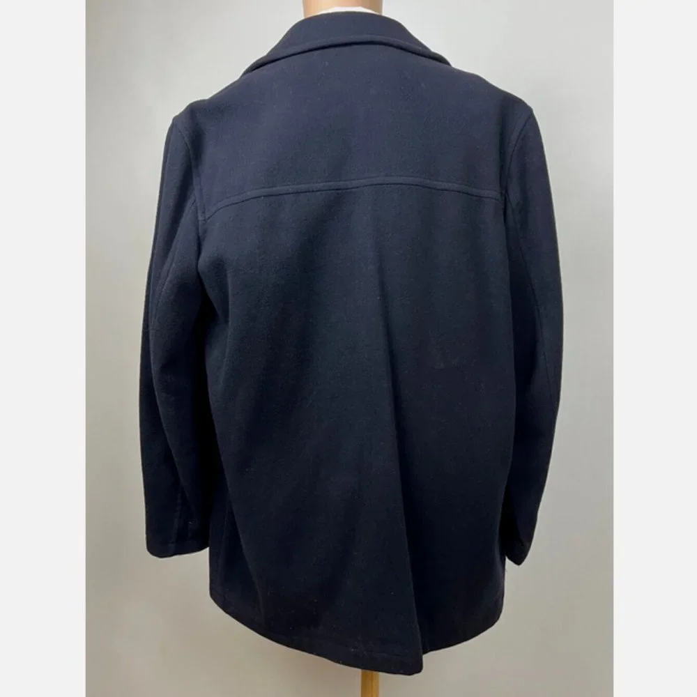 J Crew Mens Navy Blue Wool Button Down Single Breast Pea Coat Jacket Siz… - Picture 4 of 4